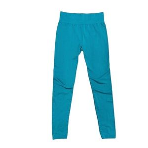 Womens New Mix solid teal colored stretch leggings